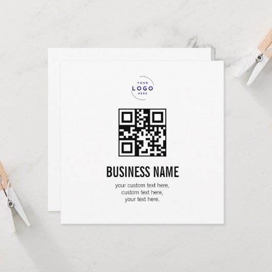 Aangepaste QR-code Zakelijk Logo Naam Sjabloon Kaart (Voorkant / Achterkant in situ)