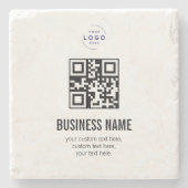 Aangepaste QR-code Zakelijk Logo Naam Sjabloon Stenen Onderzetter (Voorkant)