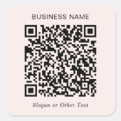Aangepaste QR-code Zakelijk Roze Vierkante Sticker (Voorkant)