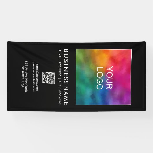 Aangepaste QR-code zakelijke Logo hier Spandoek (Horizontaal)