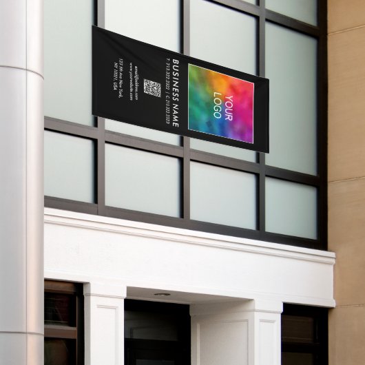 Aangepaste QR-code zakelijke Logo hier Spandoek (Buitenkant Gebouw)