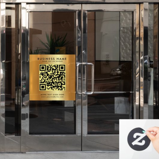 Aangepaste QR-code Zakelijke Logo Tekst Faux Gold  Raamsticker (Kantoordeur)