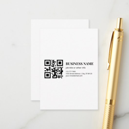 Aangepaste QR-code zakelijke naam sjabloon (Voorkant / Achterkant in situ)