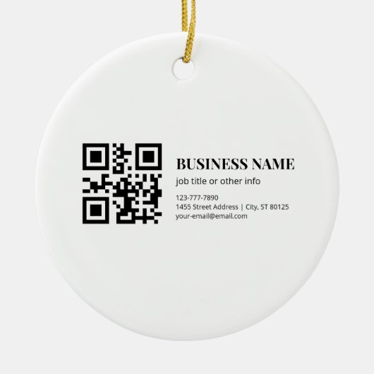 Aangepaste QR-code zakelijke naam sjabloon Keramisch Ornament (Voorkant)