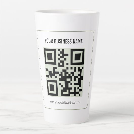 Aangepaste QR-code zakelijke naam sjabloon Latte Mok (Voorkant)