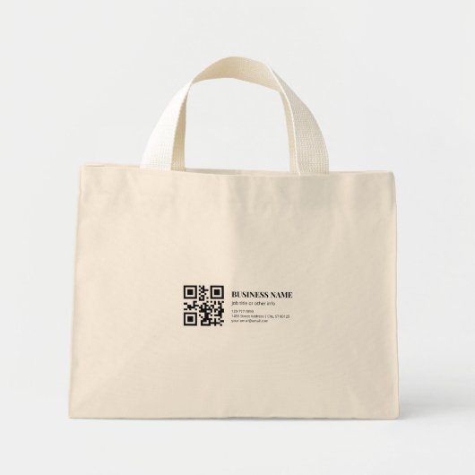 Aangepaste QR-code zakelijke naam sjabloon Mini Tote Bag (Voorkant)
