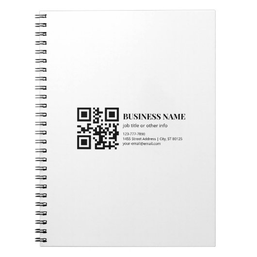 Aangepaste QR-code zakelijke naam sjabloon Notitieboek (Voorkant)