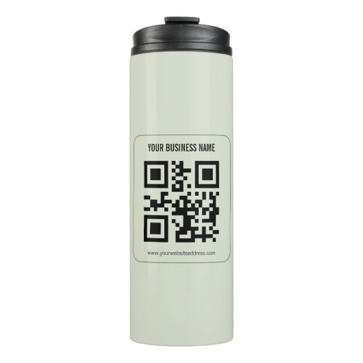 Aangepaste QR-code zakelijke naam sjabloon Thermosbeker (Voorkant)