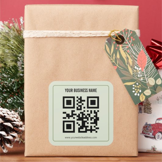 Aangepaste QR-code zakelijke naam sjabloon Vierkante Sticker (Feestdagen)