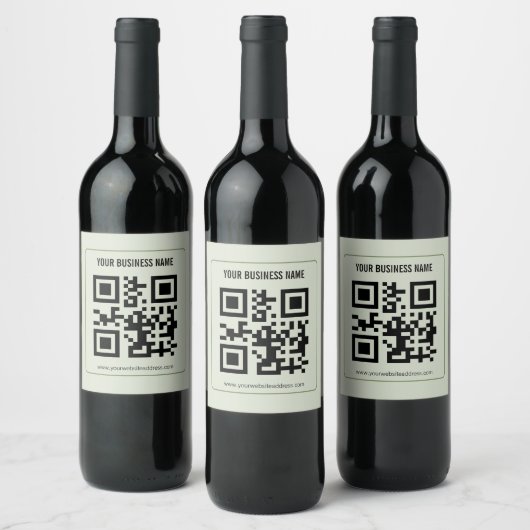Aangepaste QR-code zakelijke naam sjabloon Wijn Etiket (Flessen)