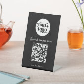 Aangepaste QR Code Zwart Menu Uw Restaurant Logo Reclamebord Met Voetstuk (Insitu)