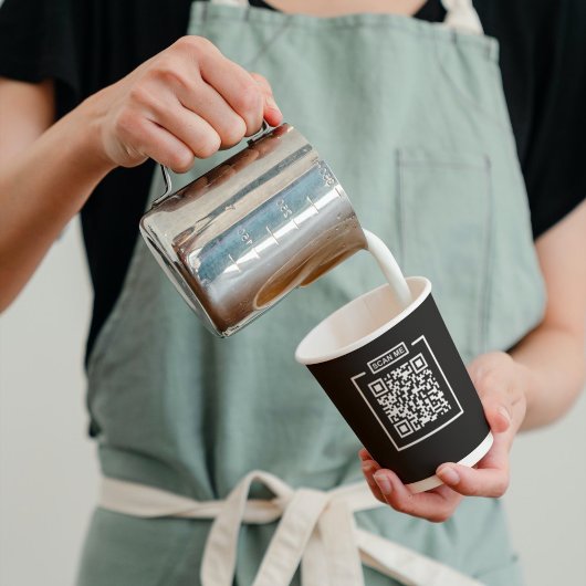 Aangepaste QR-code zwart & wit espresso coffeeshop Papieren Bekers