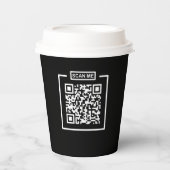 Aangepaste QR-code zwart & wit espresso coffeeshop Papieren Bekers (Voorkant)