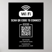 Aangepaste QR-code Zwart-wit internetwachtwoord Poster (Voorkant)