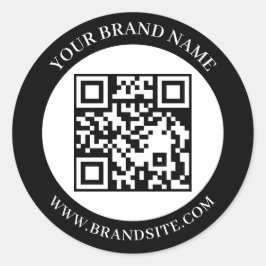 Aangepaste QR-code Zwart & Wit Klassiek Rond Desig Ronde Sticker