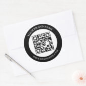 Aangepaste QR-code Zwart & Wit Klassiek Rond Desig Ronde Sticker (Envelop)