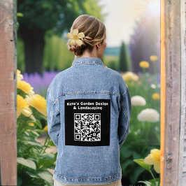 Aangepaste QR-code Zwart Wit Scan Zakelijke streep Denim Jacket