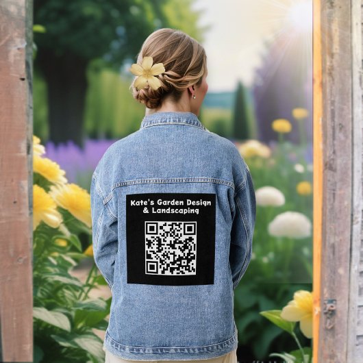 Aangepaste QR-code Zwart Wit Scan Zakelijke streep Denim Jacket