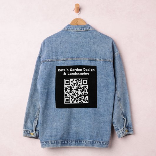 Aangepaste QR-code Zwart Wit Scan Zakelijke streep Denim Jacket (Hangar)