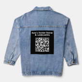 Aangepaste QR-code Zwart Wit Scannen Zakelijk Barc Denim Jacket (Achterkant)