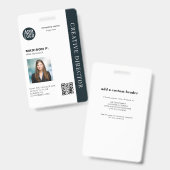 Aangepaste QR-codefoto van bedrijfsmedewerker-ID Badge (Voor- en achterkant)