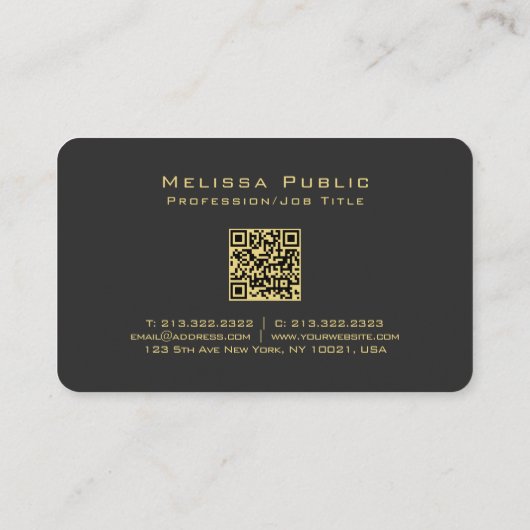 Aangepaste QR-codekalligrafie Gold Text Name Scrip Visitekaartje (Achterkant)