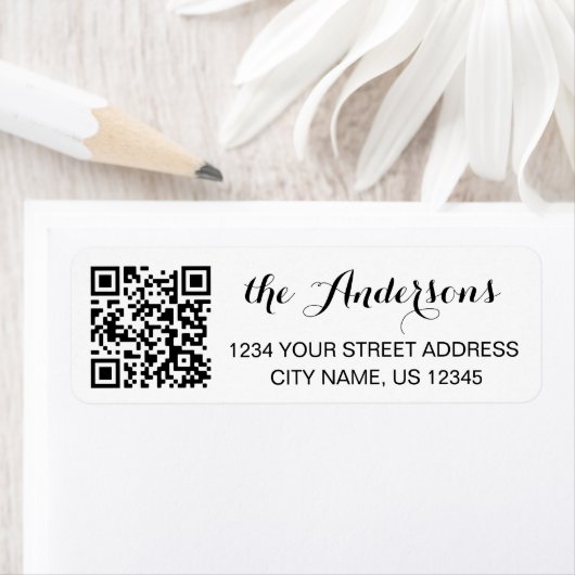 Aangepaste QR-codenaam Tekst Retouradres Etiket (Insitu)