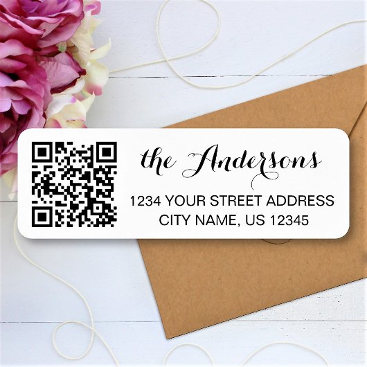 Aangepaste QR-codenaam Tekst Retouradres Etiket
