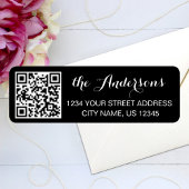 Aangepaste QR-codenaam Tekst Zwart Retouradres Etiket