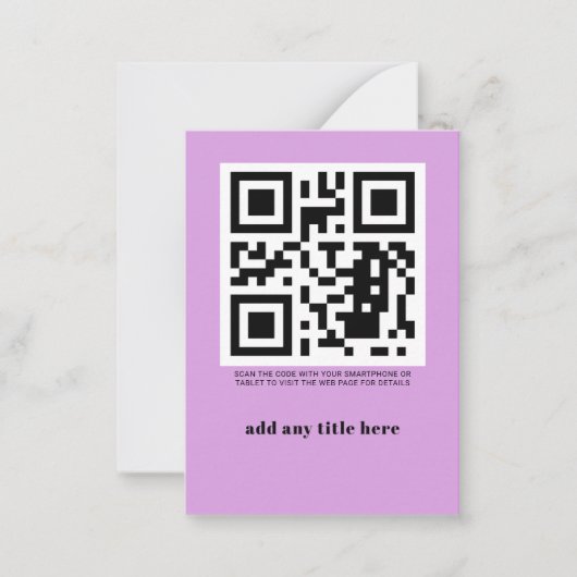 Aangepaste QR-codenummer Modern Trendy Note Card Notitiekaartje (Voorkant)