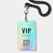 Aangepaste QR-codepastel regenboogstraal VIP Alle  Badge (Voorzijde met lanyard)