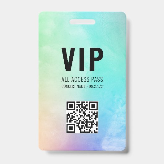 Aangepaste QR-codepastel regenboogstraal VIP Alle  Badge (Voorzijde)