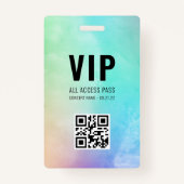 Aangepaste QR-codepastel regenboogstraal VIP Alle Badge (Voorkant)