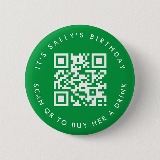 Aangepaste QR-codes Cash App Verjaardags-Pin, Groe Ronde Button 5,7 Cm (Voorkant)