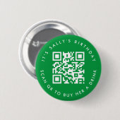 Aangepaste QR-codes Cash App Verjaardags-Pin, Groe Ronde Button 5,7 Cm (Voorkant /achterkant)