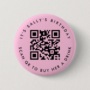 Aangepaste QR-codes Cash App Verjaardags-Pin, Lich Ronde Button 5,7 Cm