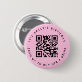 Aangepaste QR-codes Cash App Verjaardags-Pin, Lich Ronde Button 5,7 Cm (Voorkant /achterkant)