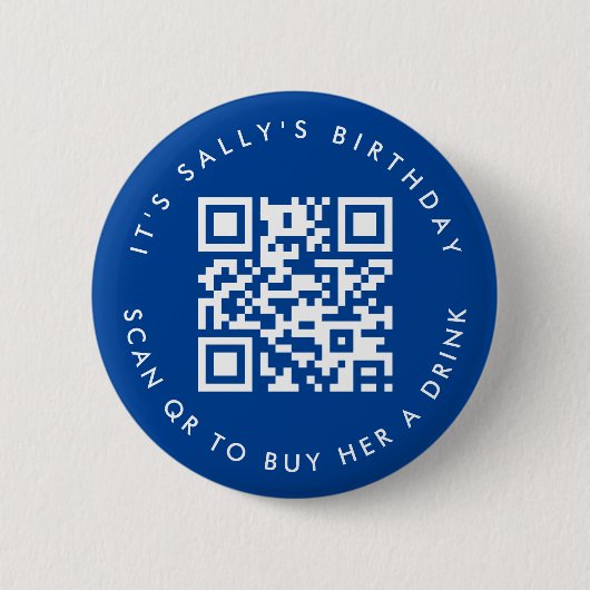 Aangepaste Qr-codes Cash App Verjaardagscode, Blau Ronde Button 5,7 Cm (Voorkant)