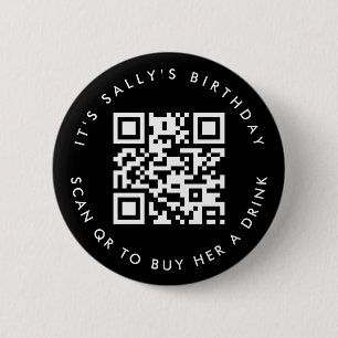 Aangepaste Qr-codes Cash App Verjaardagscode, Fees Ronde Button 5,7 Cm