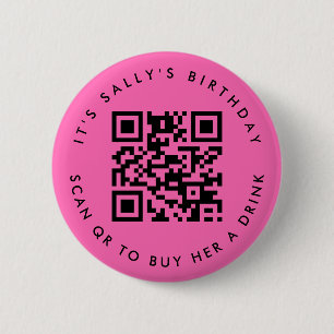 Aangepaste QR-codes Cash App Verjaardagscode, Heet Ronde Button 5,7 Cm
