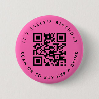 Aangepaste QR-codes Cash App Verjaardagscode, Heet Ronde Button 5,7 Cm