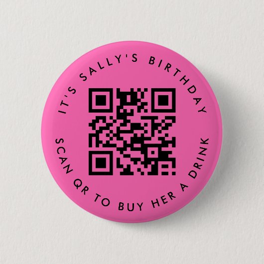 Aangepaste QR-codes Cash App Verjaardagscode, Heet Ronde Button 5,7 Cm (Voorkant)