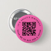 Aangepaste QR-codes Cash App Verjaardagscode, Heet Ronde Button 5,7 Cm (Voorkant /achterkant)