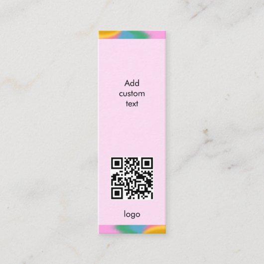 aangepaste qr-codesector eenvoudige roze bladwijze mini visitekaartje (Voorkant)