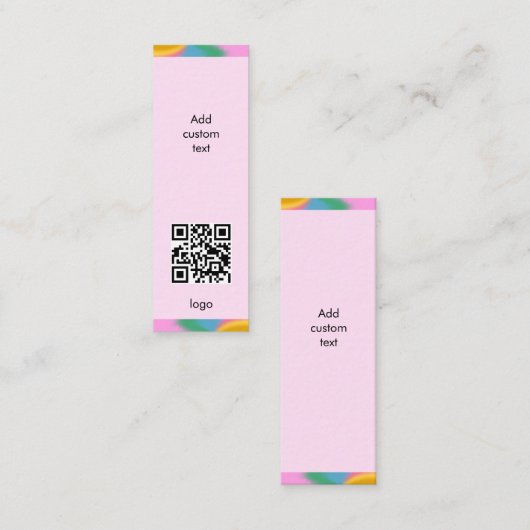 aangepaste qr-codesector eenvoudige roze bladwijze mini visitekaartje (Voorkant / Achterkant)