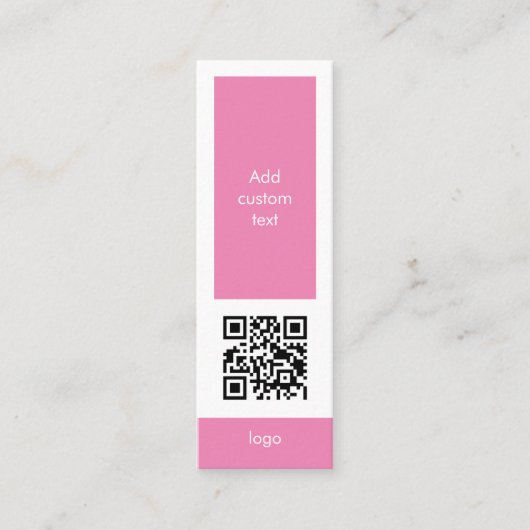 aangepaste qr-codesector eenvoudige roze bladwijze mini visitekaartje (Voorkant)
