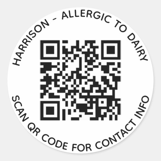 Aangepaste QR-codetekst contactinfo foto-kinderen Ronde Sticker (Voorkant)