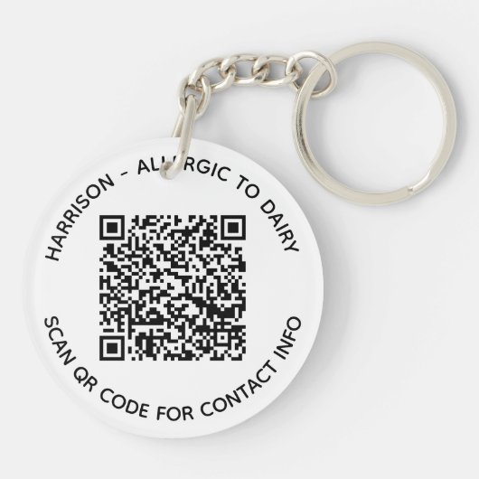 Aangepaste QR-codetekst contactinfo foto-kinderen Sleutelhanger (Achterkant)
