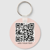 Aangepaste QR-codetekst Gematigde Blush Pink Busin Sleutelhanger (Voorkant)