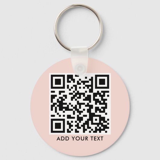 Aangepaste QR-codetekst Gematigde Blush Pink Busin Sleutelhanger (Voorkant)